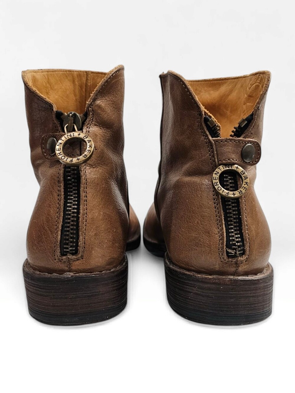 FIORENTINI + BAKER Elina Tan Brown Ruched Vamp Leather Ankle Boots 40/Wmn 10 - Picture 6 of 11